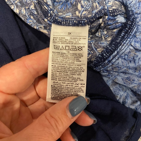 Old Navy Puff-Sleeve Printed Mini Swing Dress 3X – Split Neck, Tassel Ties - Picture 9 of 11